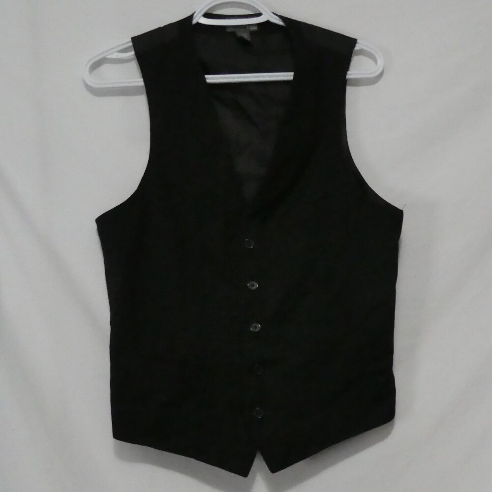 H&M | 36R | Black Button-Up Vest | Pockets | Back Belt Buckle